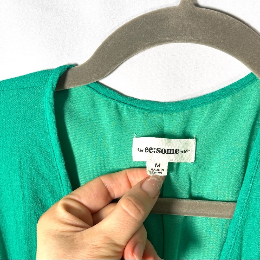 ee:some Emerald Green Wrap Maxi Dress Sleeveless Slit Womens M Wedding Guest - Picture 8 of 15